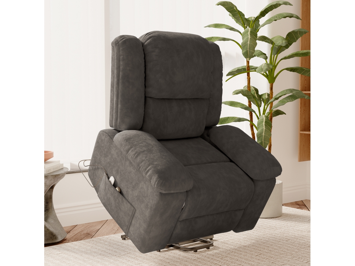 Silla De Masaje Eléctrica Simurq, Tejido De Tecnología, 102x93x106cm, Butaca Reclinable Power Lift Con Calefacción Para Salón, Gris