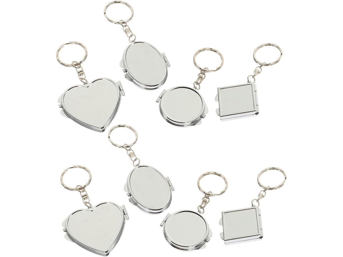 Lot De 8 Mini Miroirs Porte, Clés Pliables En Métal Miroir Double Face Compacto Assortiment Rond C...