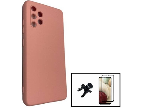 Carcasa + Protector + Soporte Magnético Reforzado Samsung Galaxy A32 5G PHONECARE Silicona Liquida Rosa