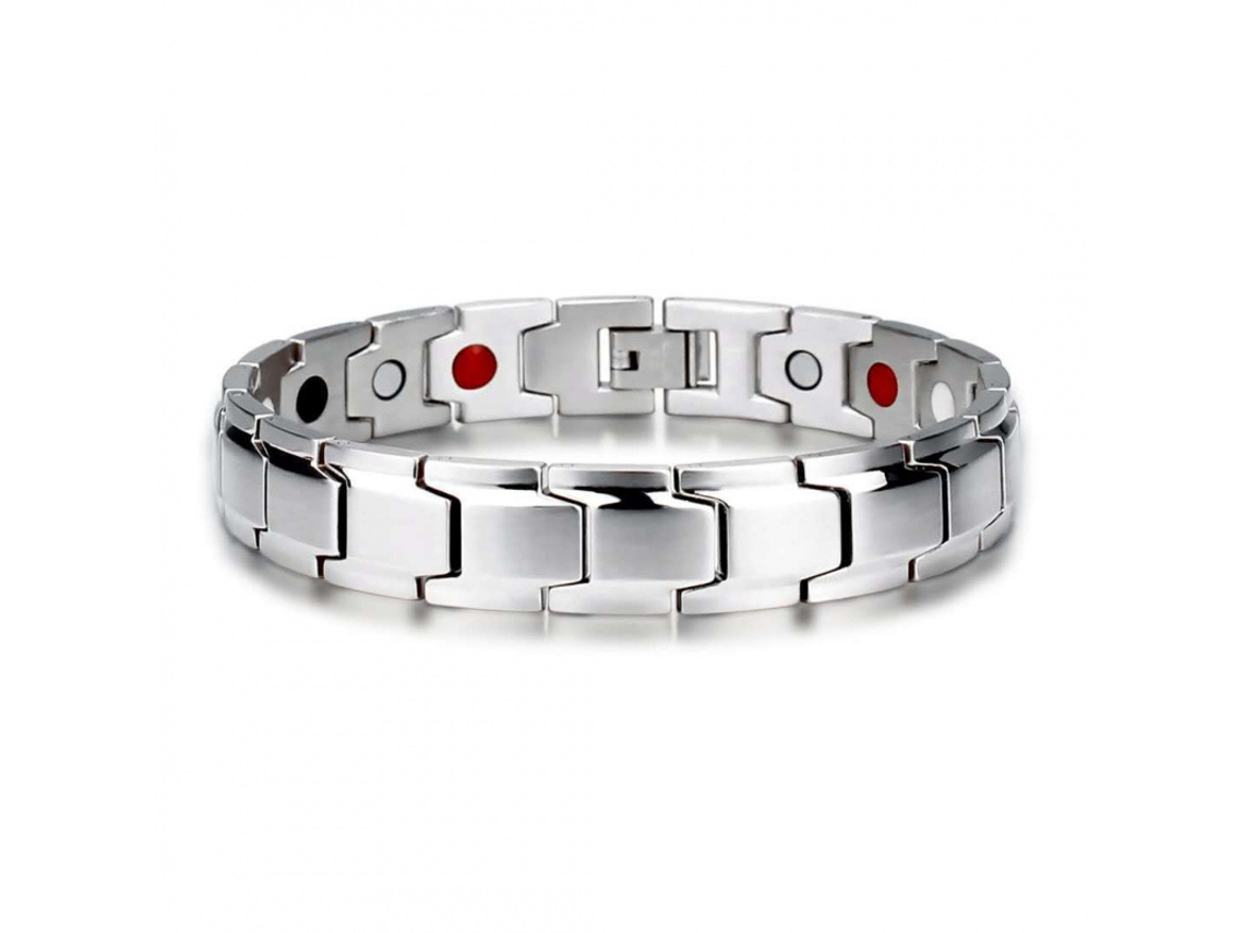 Pulsera de cobre, pulsera magnética para parejas, unisex (plata) Specment