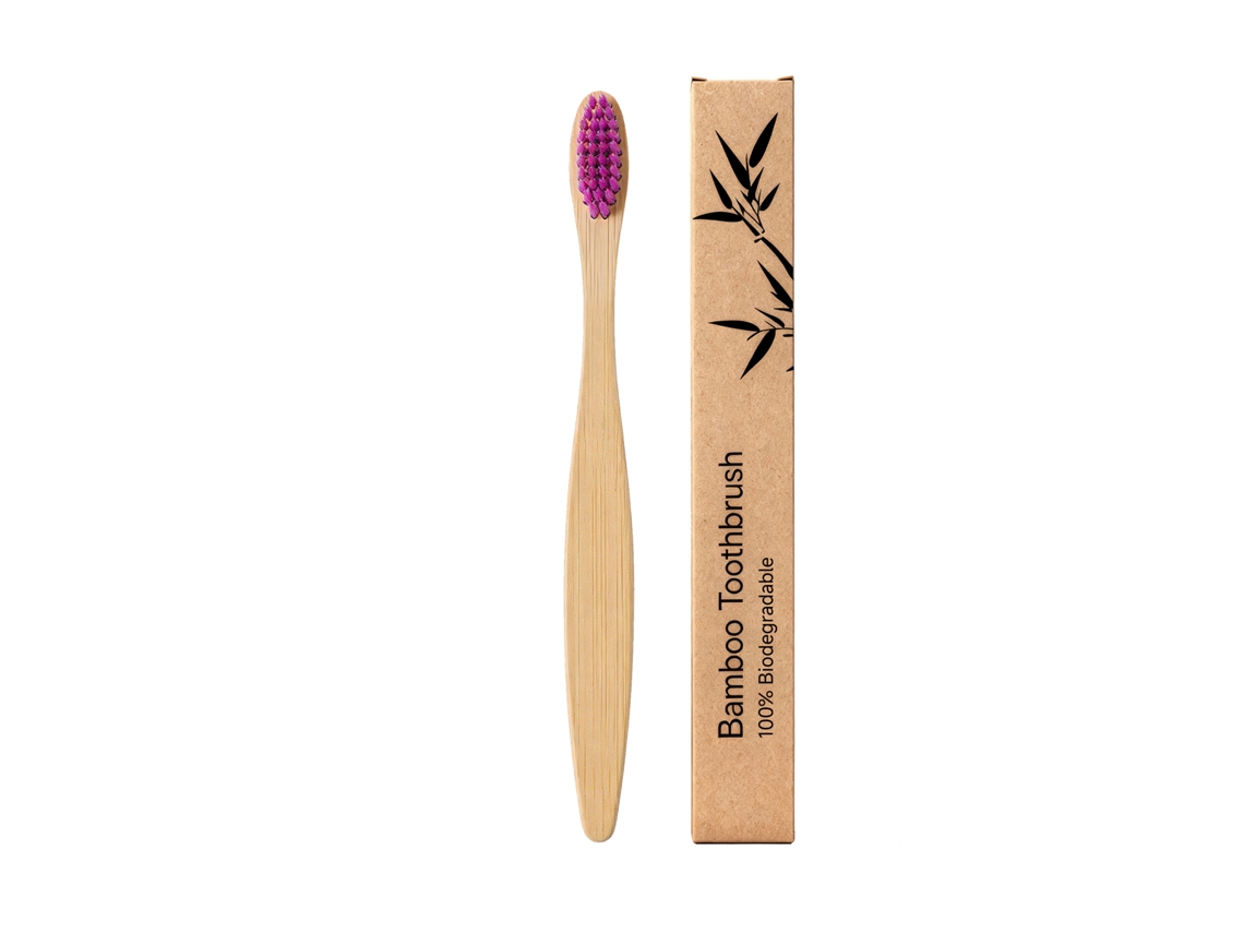 Cepillo de dientes de bambú morado Amz para una limpieza suave