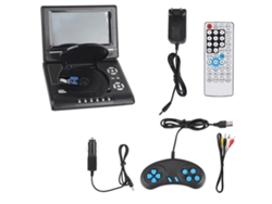 Reproductor De Dvd Portátil De 7 Pulgadas Con Pantalla Giratoria, Batería Recargable, Tv Y Mando De Juegos Para Coche.