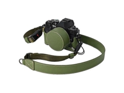 Estuche de cuero para cámara Olympus OM DE M10 Mark IV con tapa de lente y correa para el hombro Facpoet
