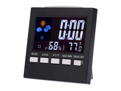 Despertador digital termómetro SZSMART 2159T LED display + activado por voz - Negro