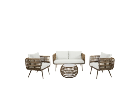 Conjunto de Mesa con 3 Sillones DKD HOME DECOR ratán sintético Aluminio (144 x 67 x 74 cm)