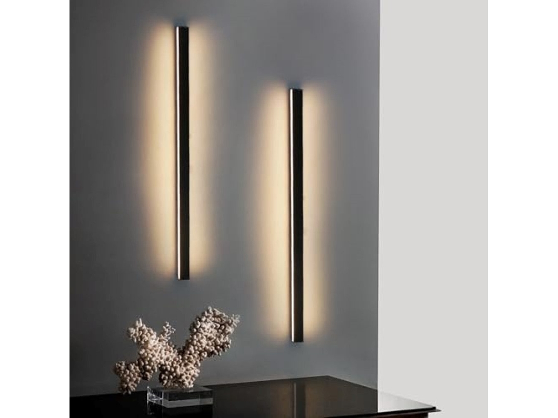 Juego de 2 apliques de pared LED modernos para interior, 60 cm, 21 W, para pasillo, color negro, Nettlife