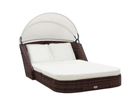 MAISON EXCLUSIVE Tumbona con dosel ratán sintético marrón