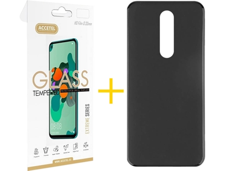 Kit Funda + Protector de Pantalla Xiaomi Redmi 8 ACCETEL Liso (Negro)