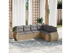 Conjunto de 6 sofás de jardín con cojines de mimbre beige Dkd Home Decor