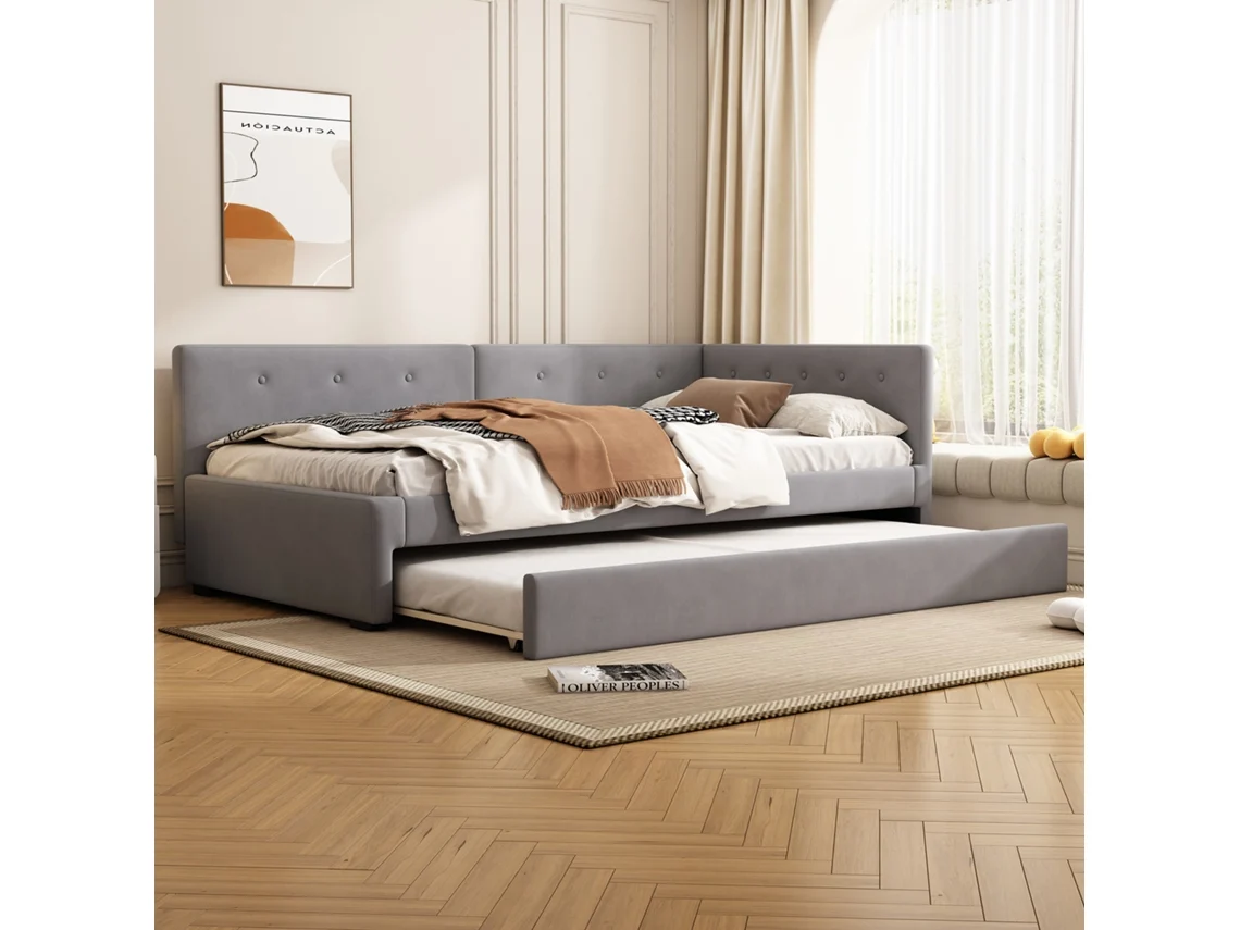 Daybett 90x200cm, Cama nido, Sofá cama, Cama individual (sin colchón), Estilo minimalista, Gris