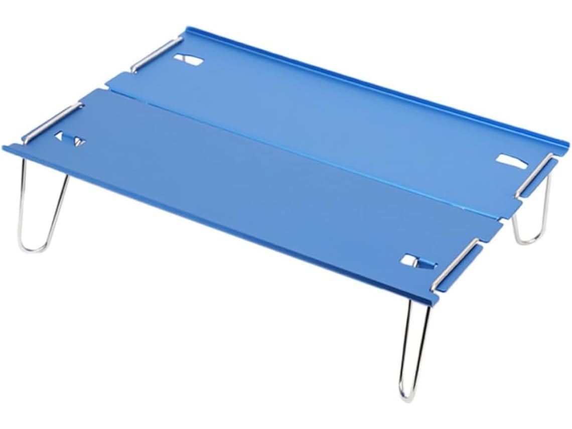 Mesa Plegable Portátil Para Camping En Aluminio Azul, Pequeña, Ligera, Compacta, Estable Y Duradera.