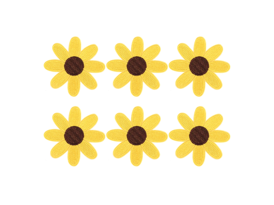 6 Parches Bordados De Girasoles Para Vestidos, Faldas, Bolsos Y Sombreros (adhesivos O Para Coser).