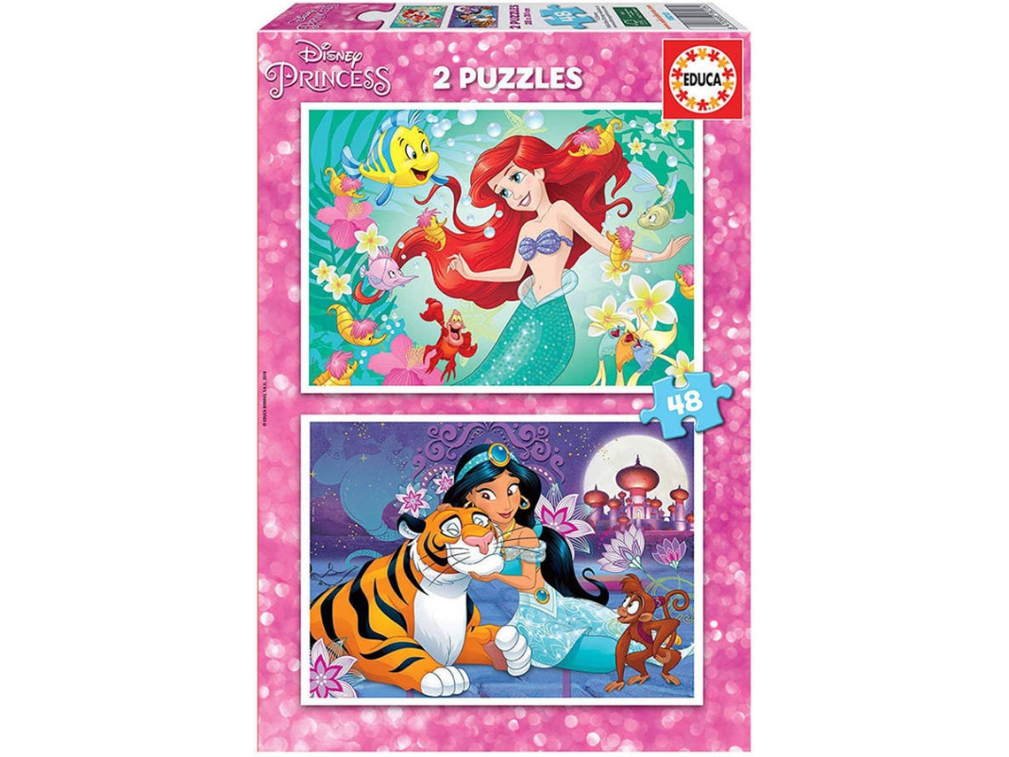 Puzzle EDUCA 2x Puzzle 48 Ariel + Jasmin (Edad Mínima: 3 Años - 96 Piezas)