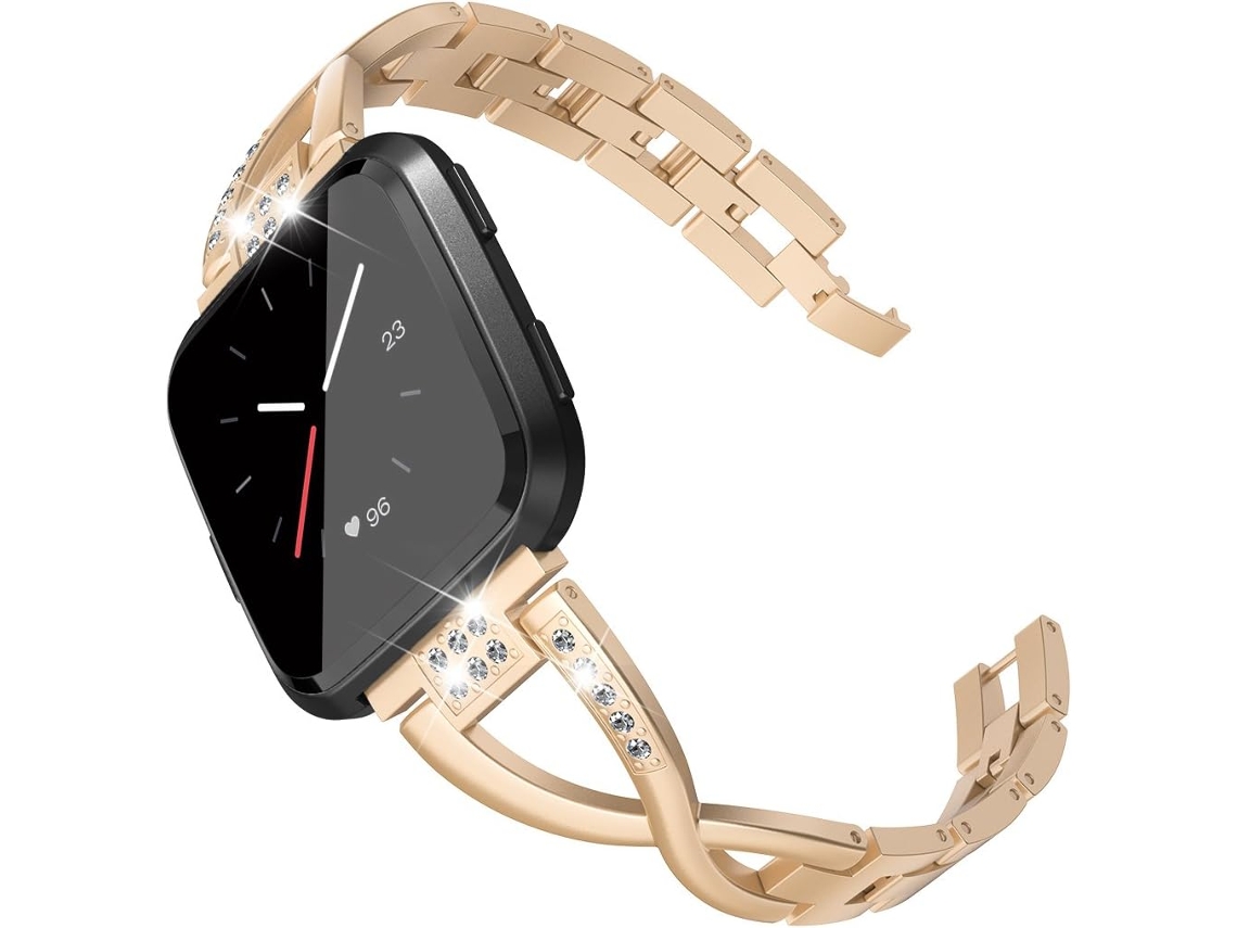 Correa metálica brillante para Fitbit Versa (rosa plateado)