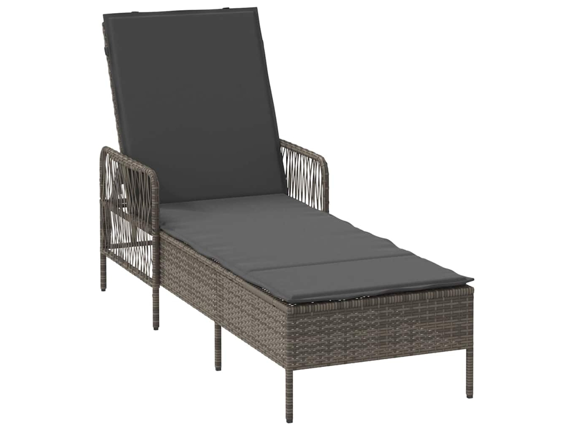 Chaise longue de mimbre gris y gris oscuro MAISON EXCLUSIVE (55x200x92 cm)