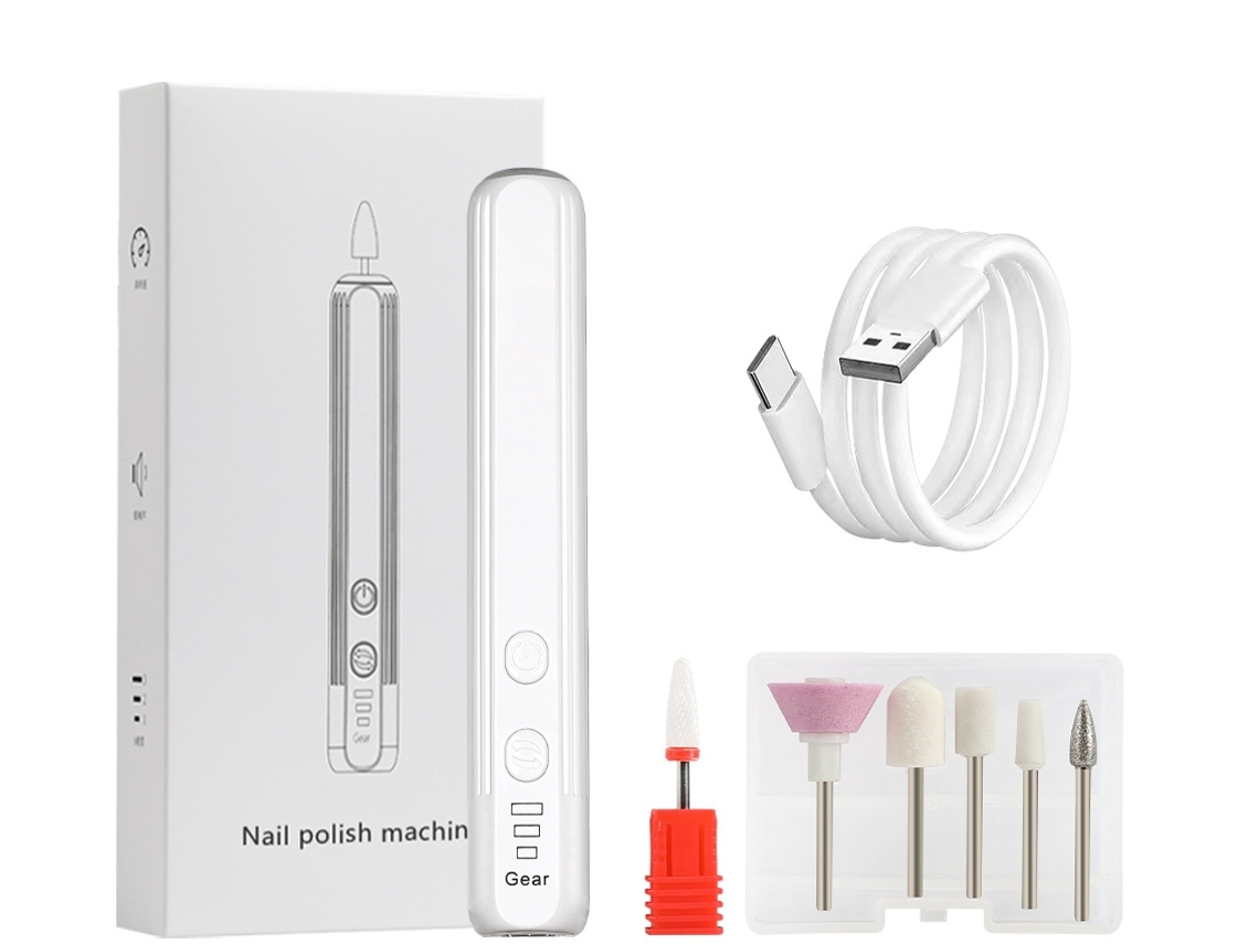 Set de manicura y pedicura inalámbrico portátil con lima de uñas para uñas de gel acrílico, manicura y pulido Lalamoli blanco