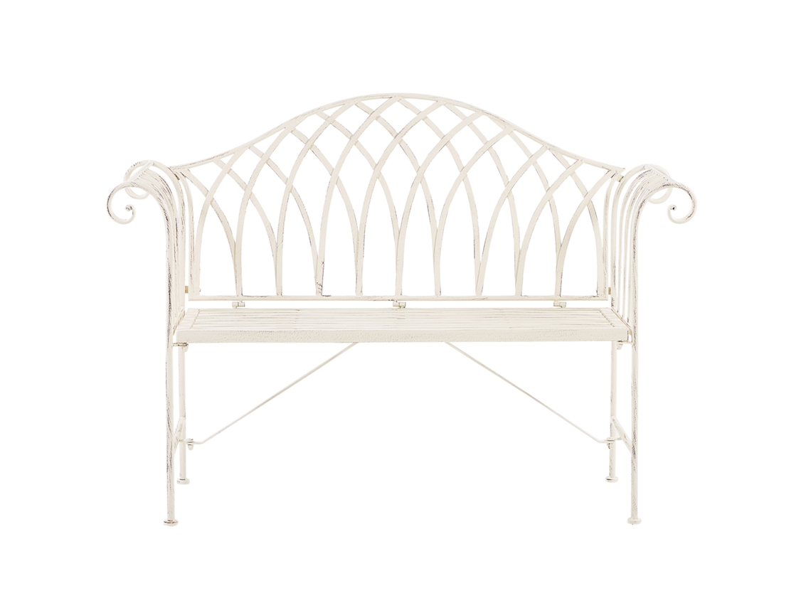 Banco de jardín BELIANI Milazzo de Hierro Blanco 130x45x94