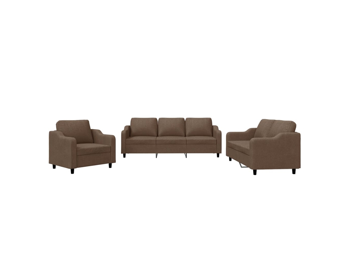 Conjunto de Sofás MAISON EXCLUSIVE (3 peças, castanho) tecido