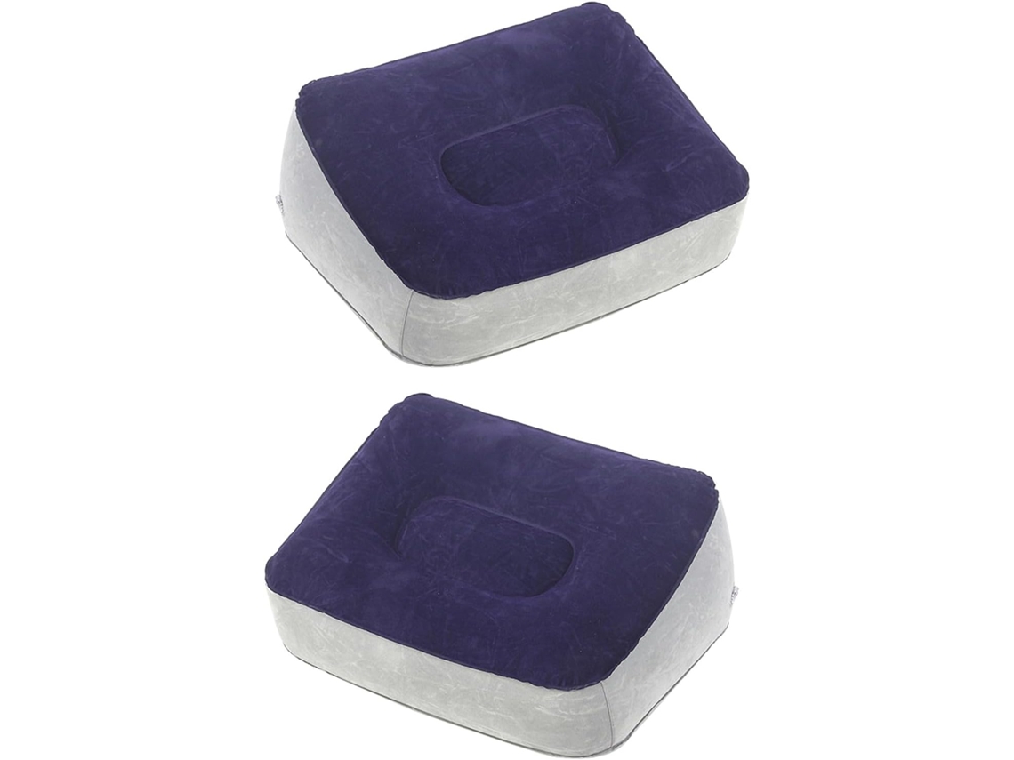 Juego De 2 Reposapiés Inflables Con Acabado Flocado Gris/morado Y Cojín Ajustable Para Elevar Las Piernas.