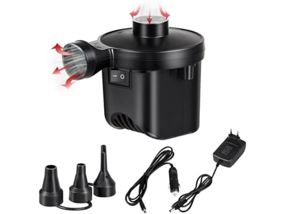 Bomba eléctrica, bomba de aire eléctrica con 3 boquillas, inflador eléctrico para colchón inflable, almohada de camping, Digitallab