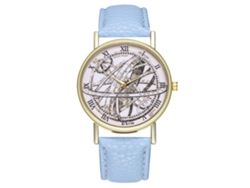 Reloj De Pulsera Unisex Con Correa De Piel Sintética Y Números Romanos Azul Claro.