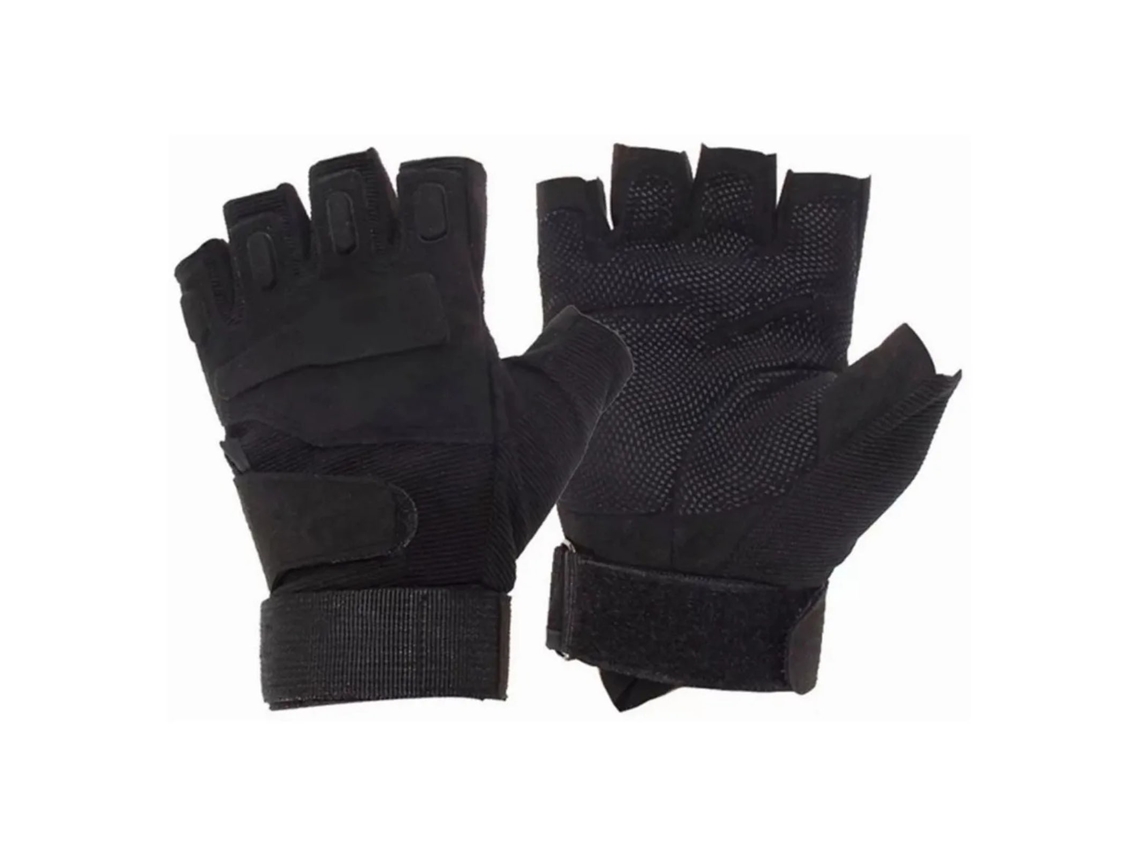 Luvas De Meio Dedo Para Esportes Ao Ar Livre Ciclismo Moto Caça Nylon Resistente Ao Desgaste Preto M 19‑20cm