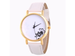 Reloj De Cuarzo Con Correa De Cuero Simple Y Moderno Para Decoración (blanco)