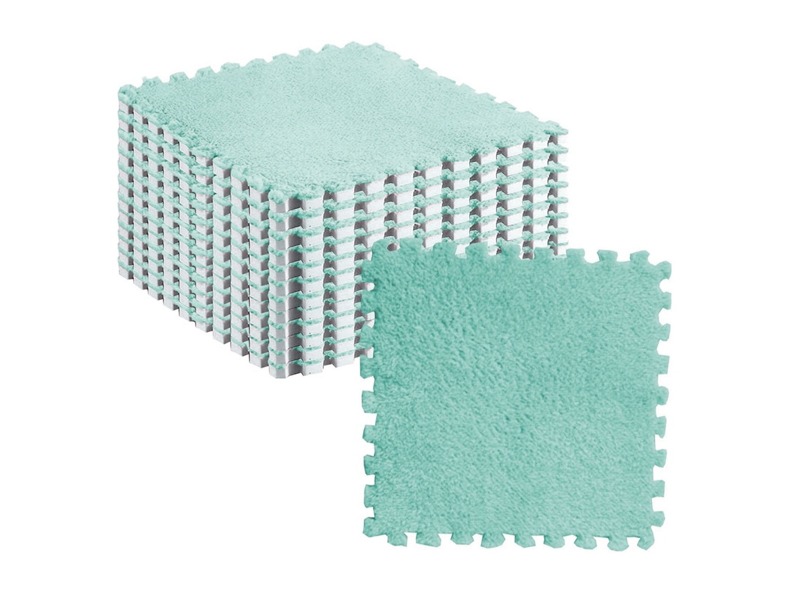10 Alfombrillas De Espuma Con Diseño De Mosaico, Afelpadas, Antideslizantes Y Entrelazadas, Color Verde Menta.