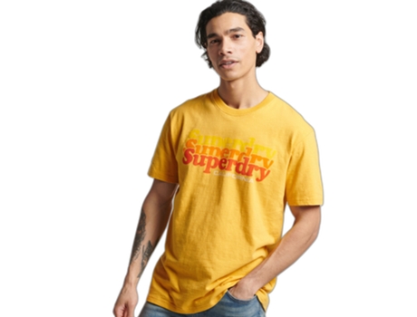 Camiseta para Hombre SUPERDRY (S - Algodón - Amarillo)