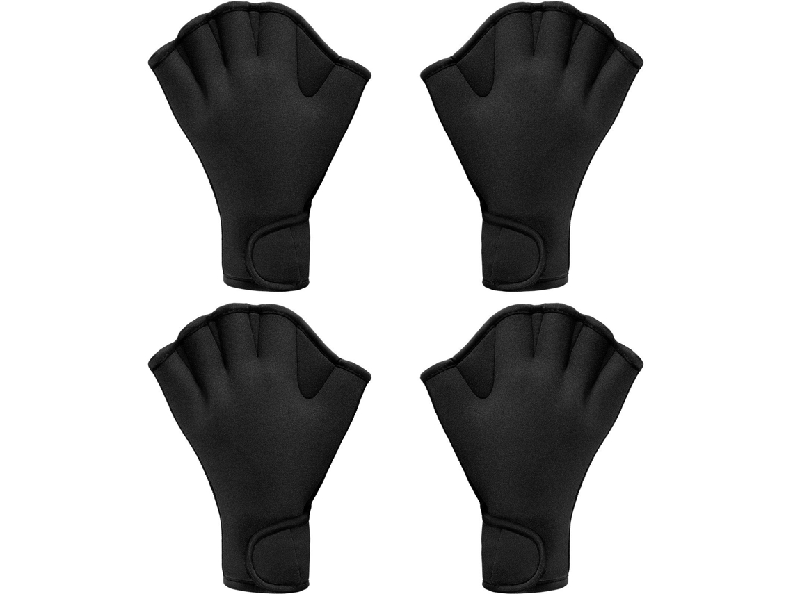 2 Pares Luvas Aquáticas Neoprene Com Nadadeira. Para Treino, Tamanho G, Cor Preta.