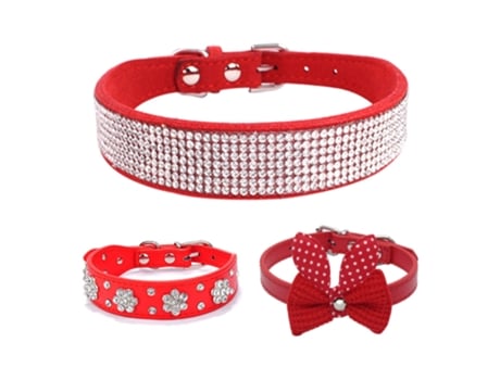 Collar de perro de cuero de PU Collar de perro de mosaico floral rosa con diamantes de imitación ajustable