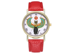 Reloj Analógico De Cuarzo Unisex Con Correa De Pu, Estilo Clásico Y Moderno (rojo)