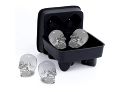 Molde De Hielo De Silicona Con Forma De Calavera 3d De Cuatro Compartimentos Y Taza De Puntuación.