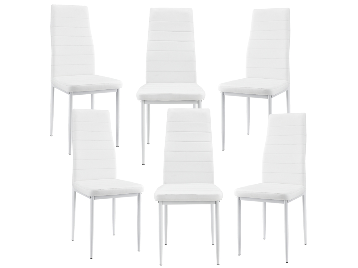 Conjunto de Cadeiras de Jantar [EN.CASA] (6 Un - Branco - 96x43x52 cm - Couro SintÃÂÃÂÃÂÃÂ©tico)