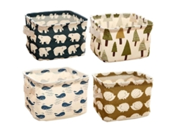 Cajas de almacenamiento de lino (ballena, oso polar, erizo, árbol) Telas para bebés pequeños