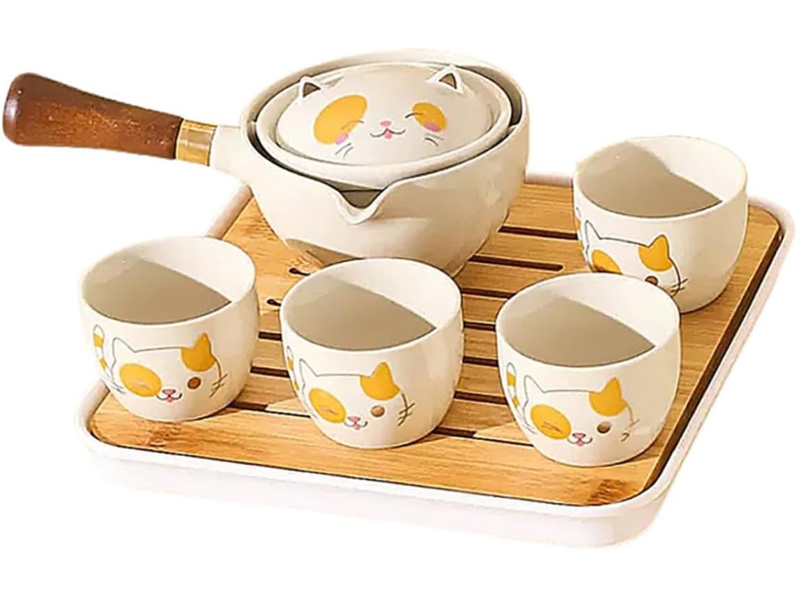 Juego De Té Chino Portátil Gongfu Para Viajes Con Tetera Y Colador Incorporados.