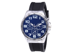 Reloj De Cuarzo Con Correa De Silicona Simple Dial Redondo Unisex Casual (plateado Azul)