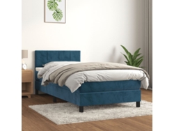 Estructura De Cama Con Muelles/colchón 100X200 Cm Terciopelo Azul Oscuro