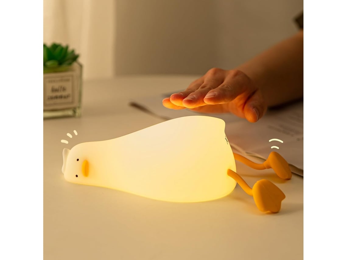 Luz Noturna Patinho, Luminária Noturna Led De Silicone Para Bebês Com Suporte Integrado Para Celular