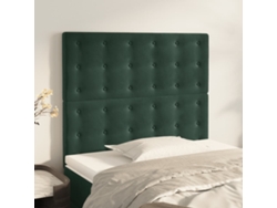 Cabeceros 2 Unidades De Terciopelo Verde Oscuro 100x5x78/88 Cm