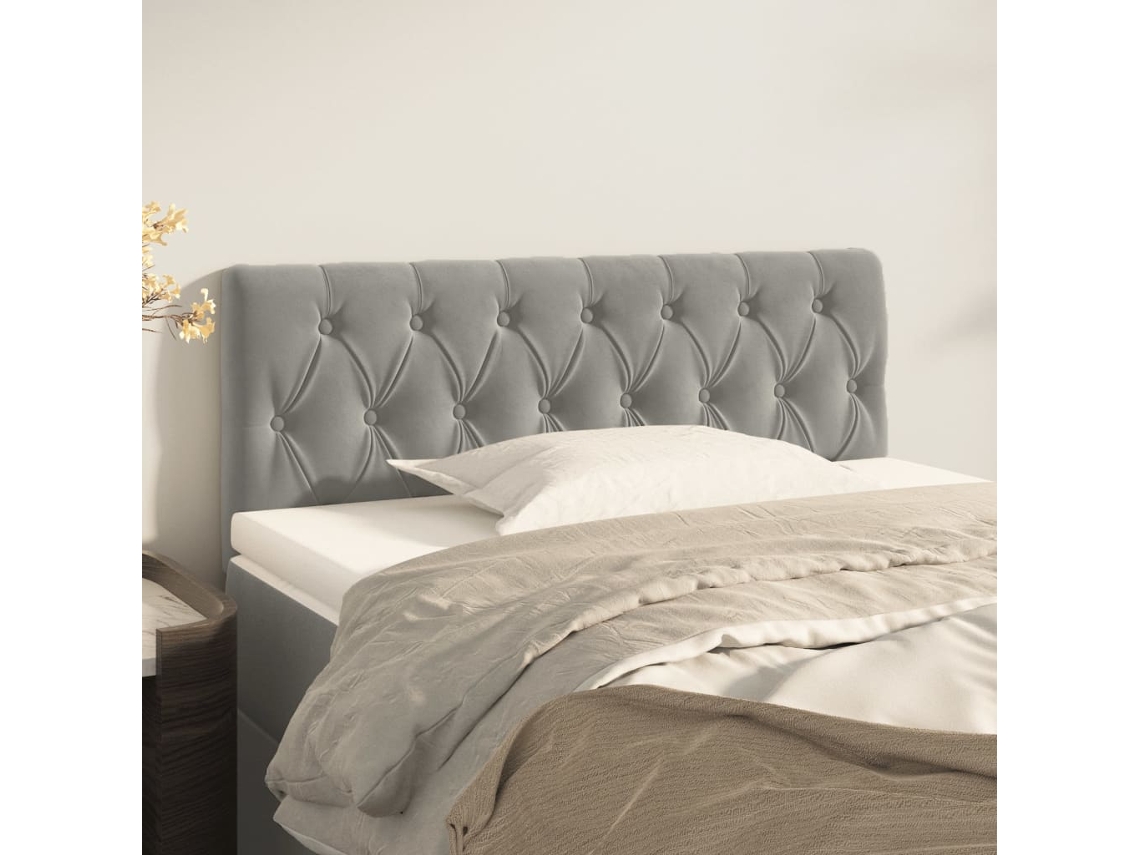 Cabecero De Terciopelo Gris Claro 90x7x78/88 Cm