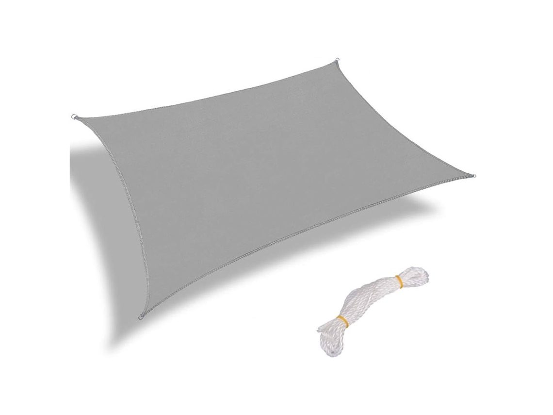 GIGIKILL Guarda Sol Bloqueador De Uv 25 M X 25 M Em Polietileno De Alta Densidade Cinza Claro Para Pátio Com Argolas Em D De Aço Inoxidável