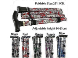 Bastón plegable ajustable de aluminio con diseño floral para senderismo y acampada; ayuda de movilidad duradera