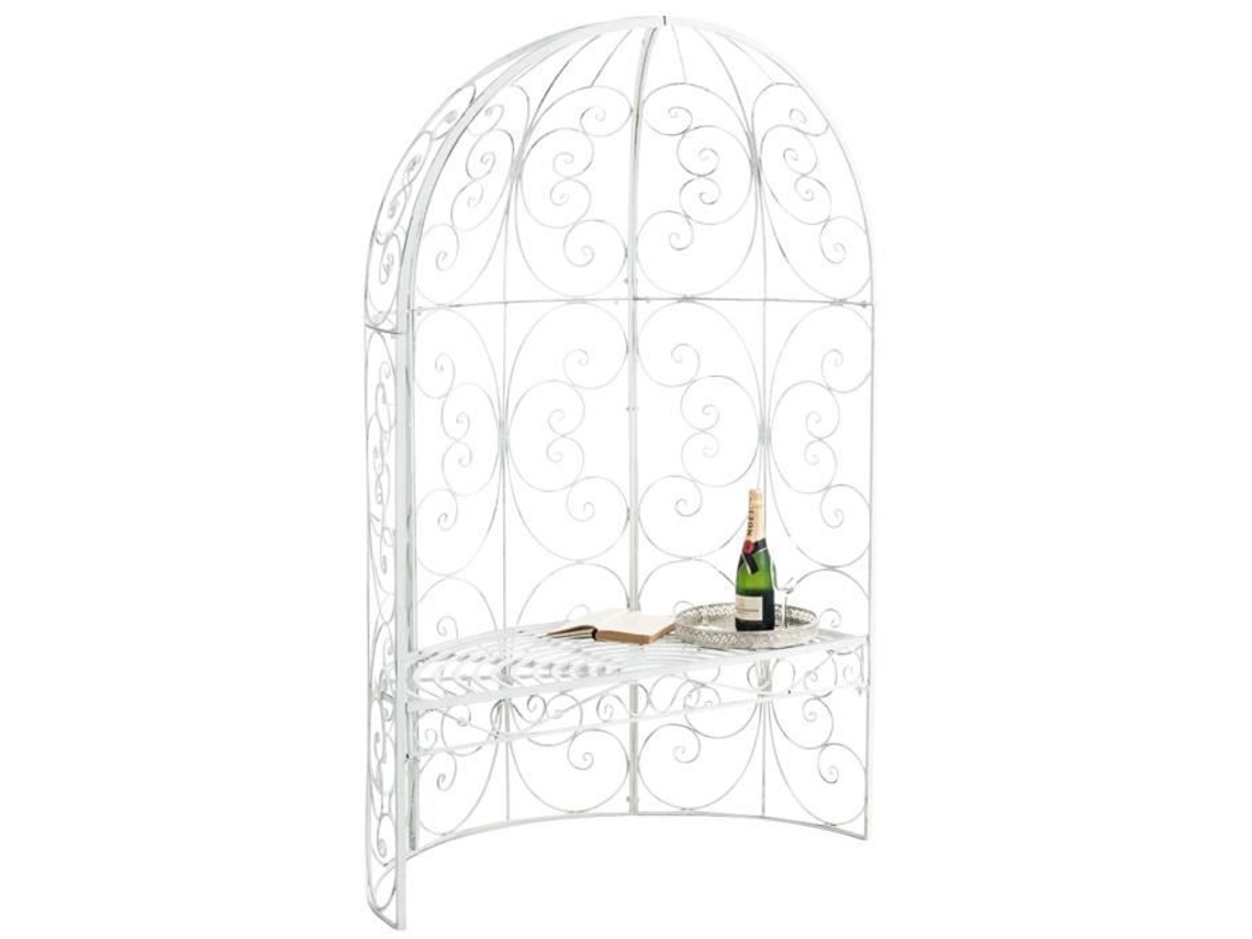 Banco de jardín semi-pabellón Arch For Roses Rosie en metal blanco antiguo Cre