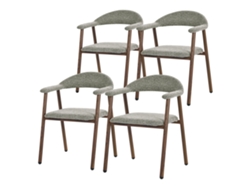 Set 4 Sillas De Comedor Ml-design Con Reposabrazos Y Respaldo Tapizado Tejido Verde
