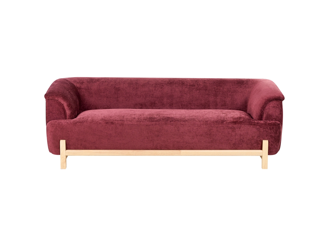 Sofá de 3 plazas Beliani Alnor en chenilla roja 205x85x67