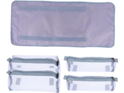 Neceser portátil con compartimento extraíble para artículos de aseo, ideal para viajar.