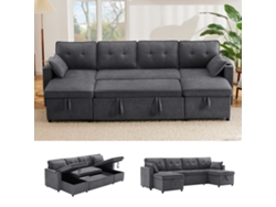 Sofá U Algodón Lino Portavasos Almacenaje Cama Salón Familiar N653p9745gg