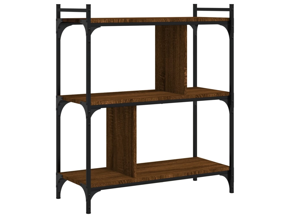 Librería con 3 estantes, derivados de madera de roble, marrón, MAISON EXCLUSIVE
