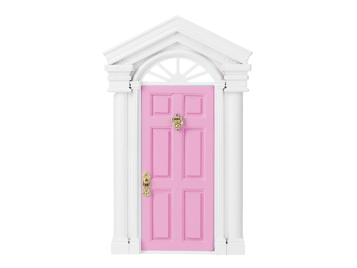 Ats-puerta De Muñecas 1:12 Miniatsura Hada Madera Abatsible Con Accesorios Rosa
